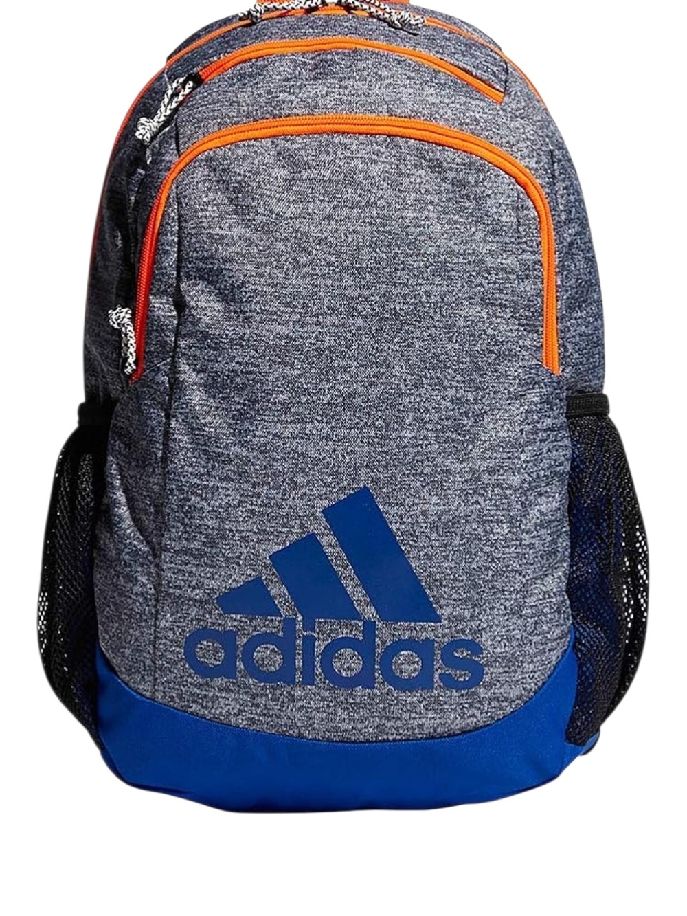 adidas Heather Gray and Blue Backpack with Orange Zippers